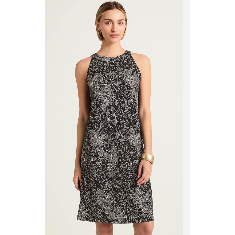 J. Jill Wearever Black White Floral Sleeveless A line Shift Dress Sizeβ Large